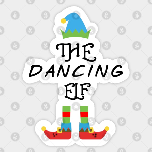 The Dancing Elf Matching Family Group Christmas Party Sticker by CareTees